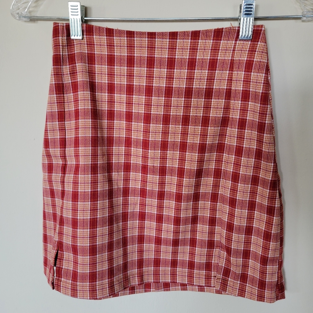 NWOT Red Plaid Brandy Skirt